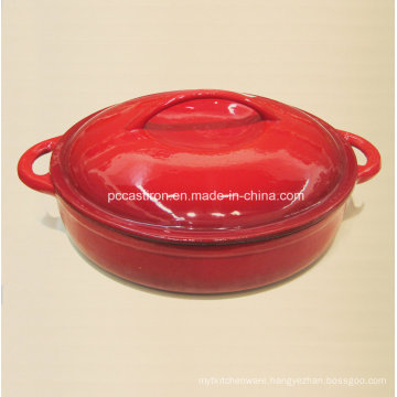 Hot Sale Red Enamel Cast Iron Braising Casserole Size 30X6cm